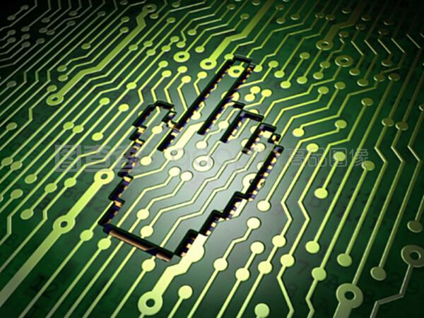 網絡開發概念鼠標光標在電路板背景